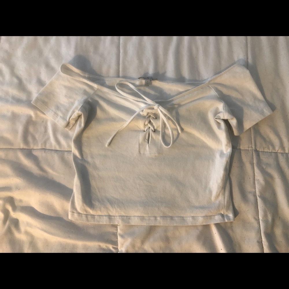 Small off the shoulder white crop top